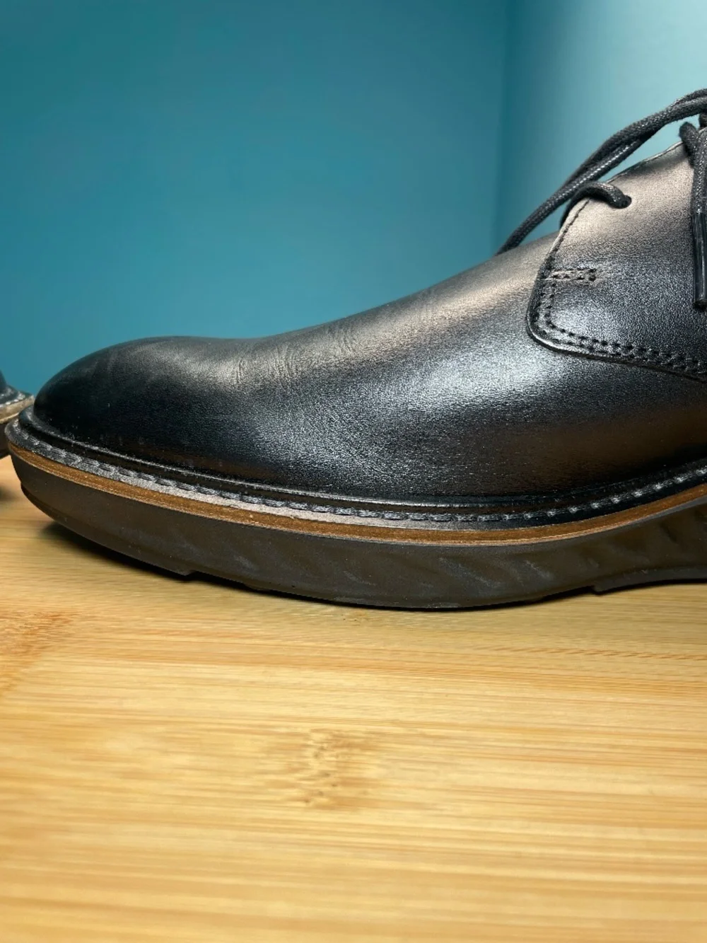 Ecco ST.1 Hybrid Derby Leather Shoes Black EU 46 Men's US 12 12.5 Lace Up EUC!